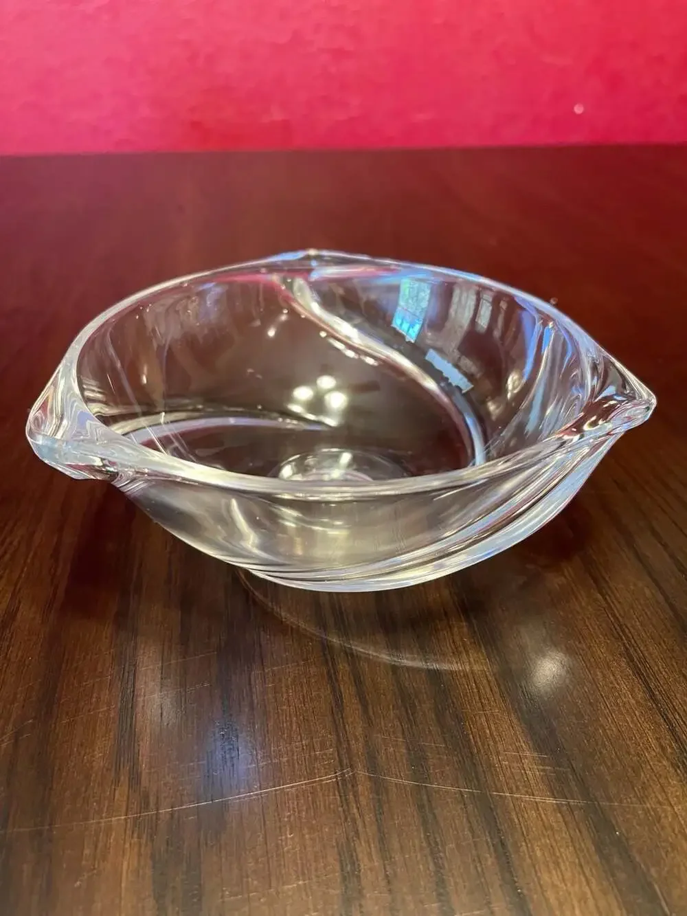 Val St. Lambert Belgium Crystal Romy Pattern 6.5” Trefoil Swirl Bowl 1961-1972